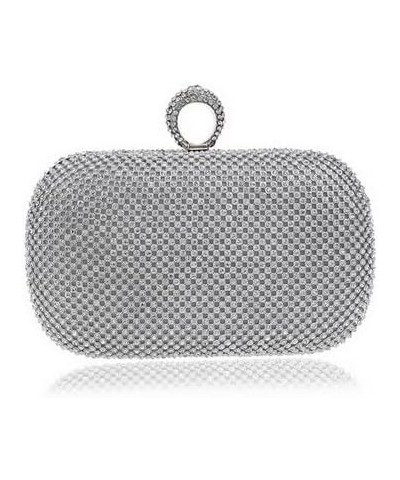 Rhinestone Evening Clutch Silver $23.19 Evening Bags