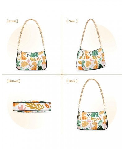 Dinosaurs Leaves Shoulder Handbags for Women,Women Chain Shoulder Bags,Ladies Tote Handbag Purse $12.30 Shoulder Bags