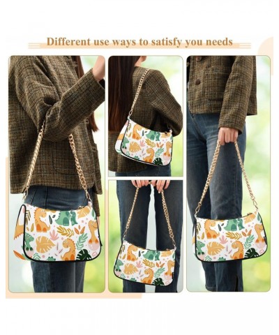 Dinosaurs Leaves Shoulder Handbags for Women,Women Chain Shoulder Bags,Ladies Tote Handbag Purse $12.30 Shoulder Bags