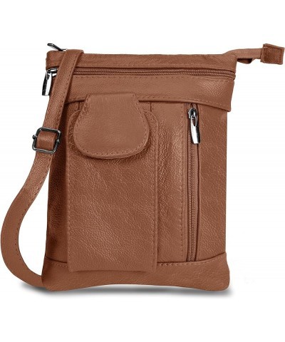 Leather Crossbody Bags for Women Trendy-Multi Pockets Side Bags for Women -Super Soft Shoulder Bag for Women Crossbody Brown ...