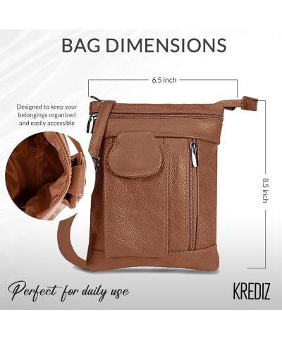 Leather Crossbody Bags for Women Trendy-Multi Pockets Side Bags for Women -Super Soft Shoulder Bag for Women Crossbody Brown ...