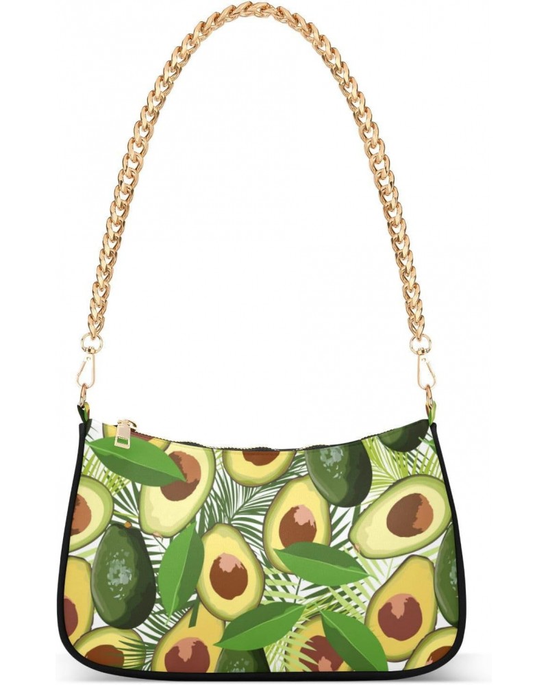 Avocado Shoulder Bag for Women Clutch Shoulder Purse Chain Bag with Zipper Closure Women's Tote Hobo Handbags Vacation Purse ...