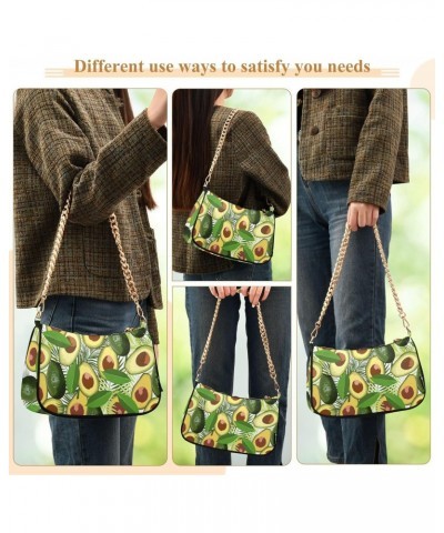 Avocado Shoulder Bag for Women Clutch Shoulder Purse Chain Bag with Zipper Closure Women's Tote Hobo Handbags Vacation Purse ...