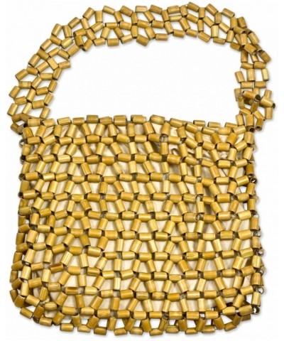 Handcrafted Bamboo Accent Shoulder Bag Handbag from Brazil Natural Fiber Beige Patterned 'Lattice Connection' $31.57 Shoulder...