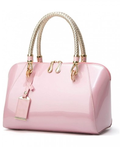 Shiny Patent Women Faux Leather Handbags Crossbody Bag Top Handle Purse Satchel Bag Shoulder Bag(Blue) Pink $33.30 Totes