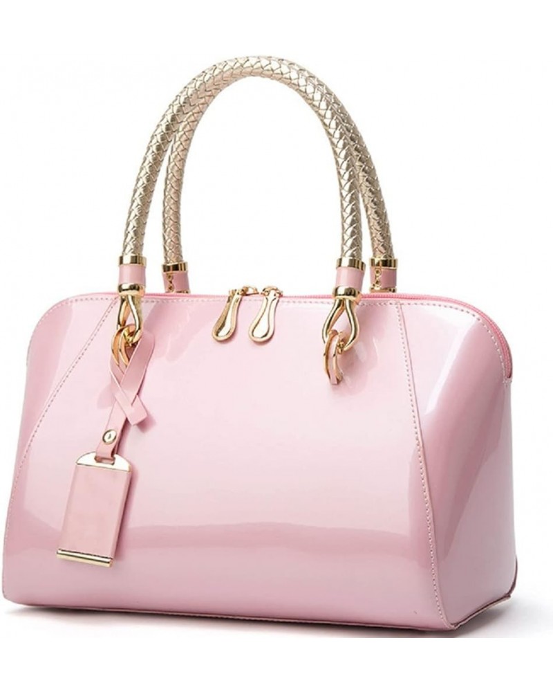 Shiny Patent Women Faux Leather Handbags Crossbody Bag Top Handle Purse Satchel Bag Shoulder Bag(Blue) Pink $33.30 Totes