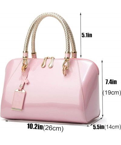 Shiny Patent Women Faux Leather Handbags Crossbody Bag Top Handle Purse Satchel Bag Shoulder Bag(Blue) Pink $33.30 Totes