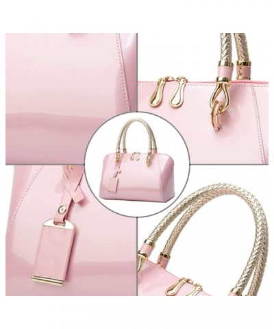 Shiny Patent Women Faux Leather Handbags Crossbody Bag Top Handle Purse Satchel Bag Shoulder Bag(Blue) Pink $33.30 Totes