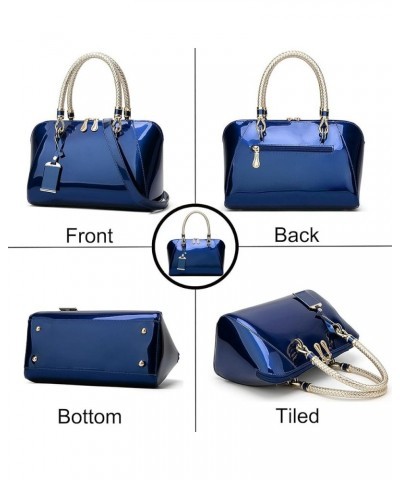 Shiny Patent Women Faux Leather Handbags Crossbody Bag Top Handle Purse Satchel Bag Shoulder Bag(Blue) Pink $33.30 Totes