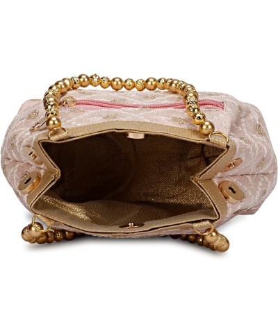 Indian Ethnic Designer Embroidered Silk Potli Bag Batwa Pearls Handle Purse Baby Pink-001 $9.45 Wristlets