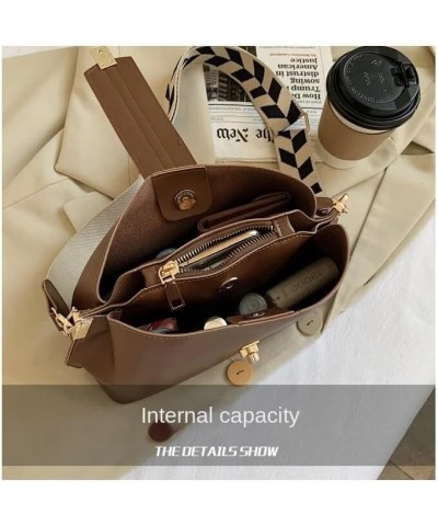 Women's bag Street large capacity solid color bucket bag Women's shoulder bag Black $29.66 Shoulder Bags