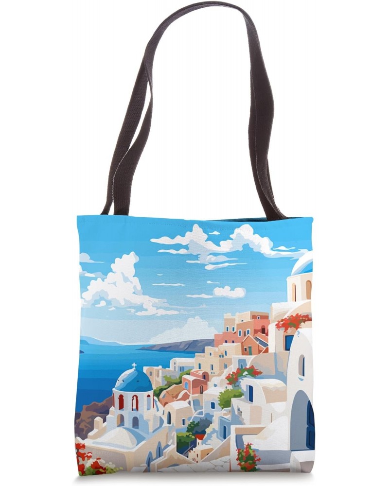 Santorini Greece Summer Afternoon Greek Theme Art Tote Bag $11.76 Totes