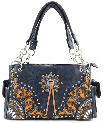 Autumn Fringe Cut Concho Rhinestone Concealed Carry Handbag Purse Matching Wallet Navy Handbag and Wallet Set $30.64 Shoulder...