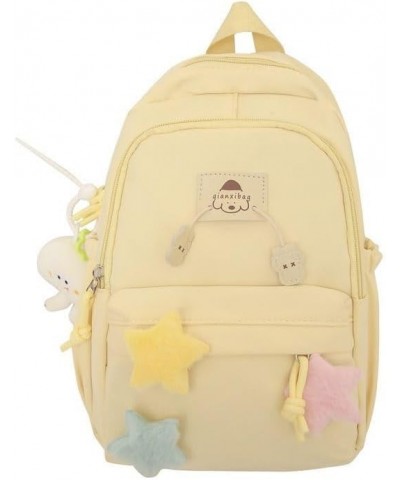 Japanese Style Fluffy Charm Star Backpack, Fashion Trendy Bag with Accessories for Gift (Black) Yellow $17.81 Backpacks