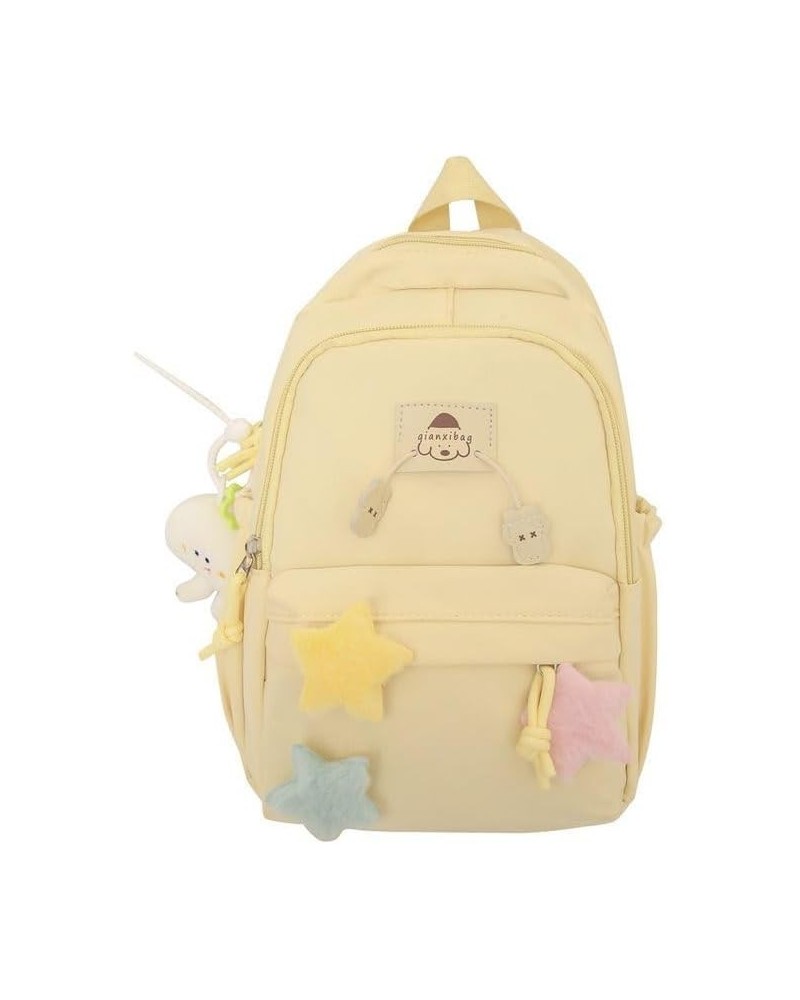 Japanese Style Fluffy Charm Star Backpack, Fashion Trendy Bag with Accessories for Gift (Black) Yellow $17.81 Backpacks