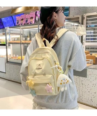 Japanese Style Fluffy Charm Star Backpack, Fashion Trendy Bag with Accessories for Gift (Black) Yellow $17.81 Backpacks