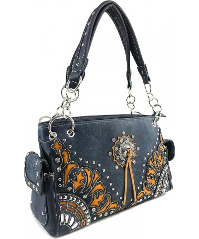 Autumn Fringe Cut Concho Rhinestone Concealed Carry Handbag Purse Matching Wallet Navy Handbag and Wallet Set $30.64 Shoulder...