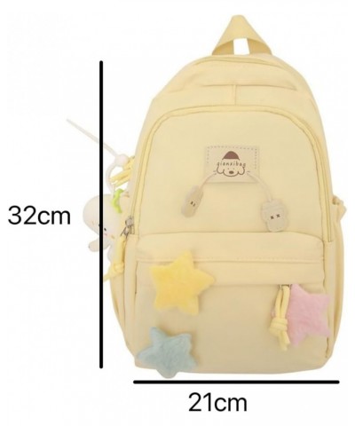 Japanese Style Fluffy Charm Star Backpack, Fashion Trendy Bag with Accessories for Gift (Black) Yellow $17.81 Backpacks