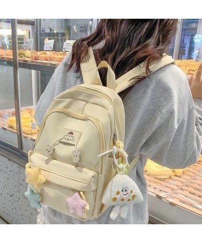 Japanese Style Fluffy Charm Star Backpack, Fashion Trendy Bag with Accessories for Gift (Black) Yellow $17.81 Backpacks