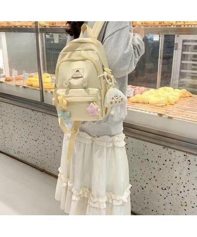 Japanese Style Fluffy Charm Star Backpack, Fashion Trendy Bag with Accessories for Gift (Black) Yellow $17.81 Backpacks