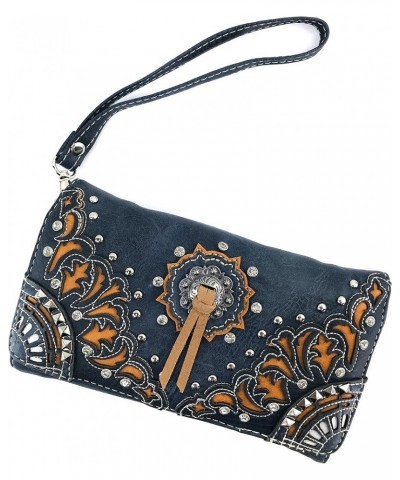 Autumn Fringe Cut Concho Rhinestone Concealed Carry Handbag Purse Matching Wallet Navy Handbag and Wallet Set $30.64 Shoulder...