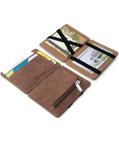 Men Super Slim Leather Wallet Mini Credit Card Purse Holders Money Coin Thin Small with Zipper Short (Color : Coffee) Black $...