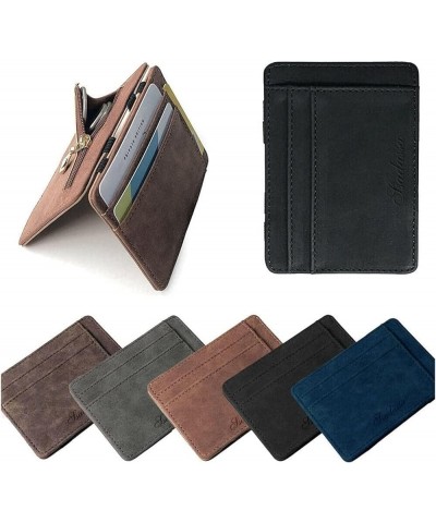 Men Super Slim Leather Wallet Mini Credit Card Purse Holders Money Coin Thin Small with Zipper Short (Color : Coffee) Black $...