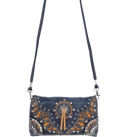 Autumn Fringe Cut Concho Rhinestone Concealed Carry Handbag Purse Matching Wallet Navy Handbag and Wallet Set $30.64 Shoulder...