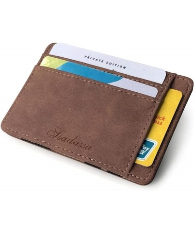 Men Super Slim Leather Wallet Mini Credit Card Purse Holders Money Coin Thin Small with Zipper Short (Color : Coffee) Black $...