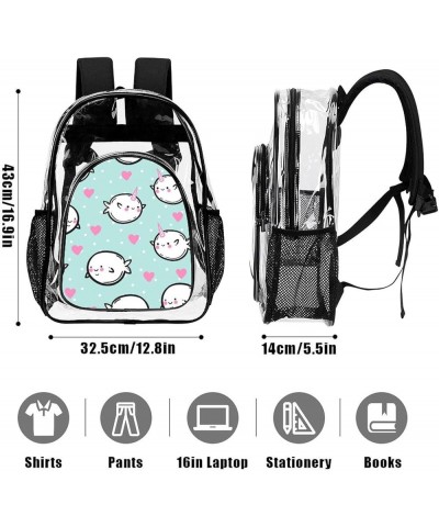 Clear Backpack Japanese Cute Lucky Cat Pink Clear Transparent Backpack See Through Backpack with Straps for Stadium, Concerts...