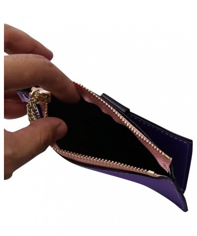 Women Bifold Leather Small Wallet Shiny Holographic Zipper Card Holder Coin Change Wallet Clutch Purse shiny-purple $8.47 Wal...