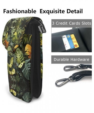 Tropical Rainforest Palm Leaves Stylish And Secure Cell Phone Purse Wallet Crossbody - Perfect For Daily Use And Travel Tropi...