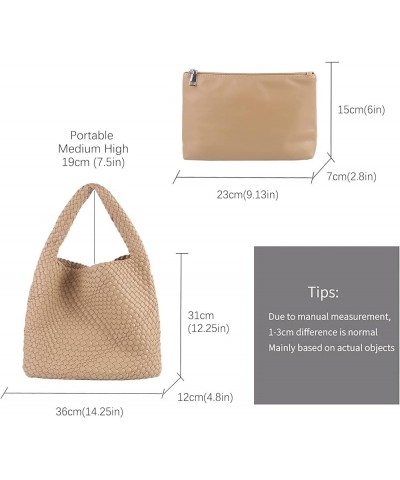 Woven Bag for Women,Fashion Vegan Leather Tote Bag Travel Handbags and Purses Retro Handmade Shoulder Bag Khaki $17.69 Totes