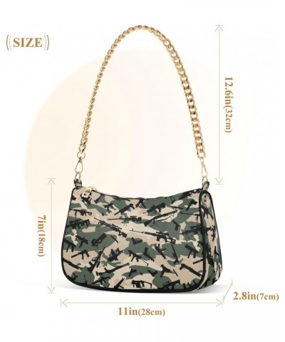 Weapon Camouflage Shoulder Bag for Women Clutch Shoulder Purse Chain Bag with Zipper Closure Women's Tote Hobo Handbags Hobo ...