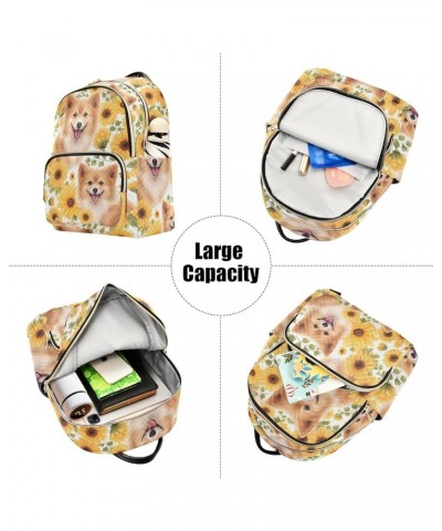 Sunflower Corgi Dog Cute Backpack for Women Fashion Shoulder Bags Small Casual Daypack Travel Bag S 202a3905 M(11.4"x6.1"x14....