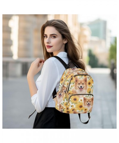 Sunflower Corgi Dog Cute Backpack for Women Fashion Shoulder Bags Small Casual Daypack Travel Bag S 202a3905 M(11.4"x6.1"x14....