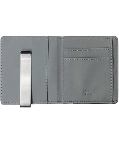 Thin Bifold Money Clip Leather Wallet with A Metal Clamp Woman ID Credit Card Purse Cash Holder (Color : Gray) Gray $42.76 Wa...