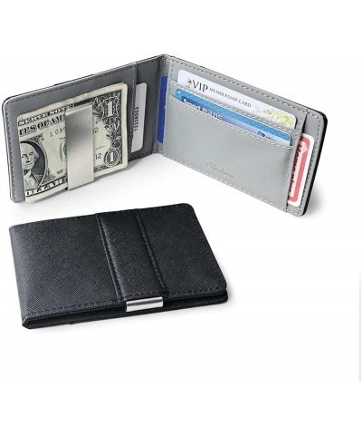 Thin Bifold Money Clip Leather Wallet with A Metal Clamp Woman ID Credit Card Purse Cash Holder (Color : Gray) Gray $42.76 Wa...