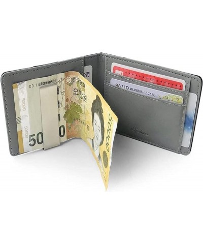 Thin Bifold Money Clip Leather Wallet with A Metal Clamp Woman ID Credit Card Purse Cash Holder (Color : Gray) Gray $42.76 Wa...