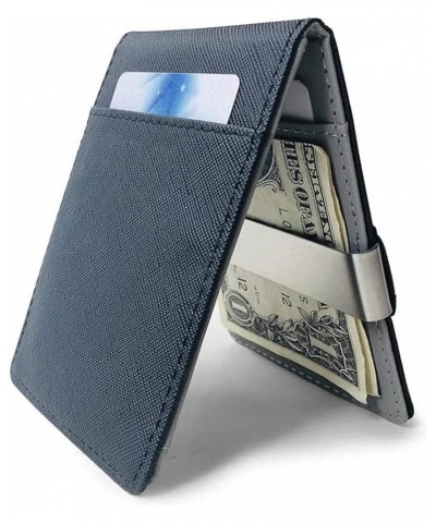 Thin Bifold Money Clip Leather Wallet with A Metal Clamp Woman ID Credit Card Purse Cash Holder (Color : Gray) Gray $42.76 Wa...