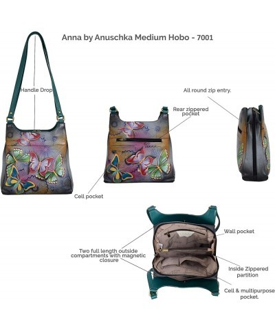 Hand-Painted Original Artwork, Genuine Leather - Triple Compartment Satchel Midnight Peacock $48.44 Hobo Bags