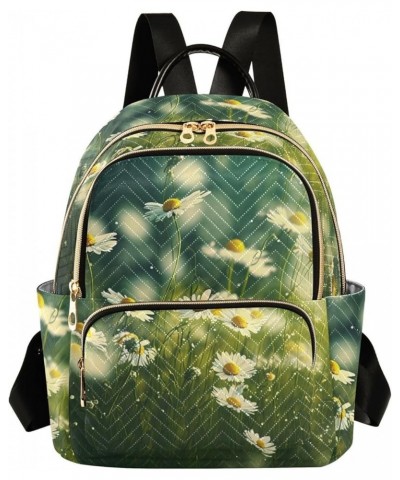 Small Fashion Backpack for Women Chamomile Flowers Print Ladies Travel Daypack Aesthetic Shoulder Bag 10.2×5.1×12.5 IN $14.40...