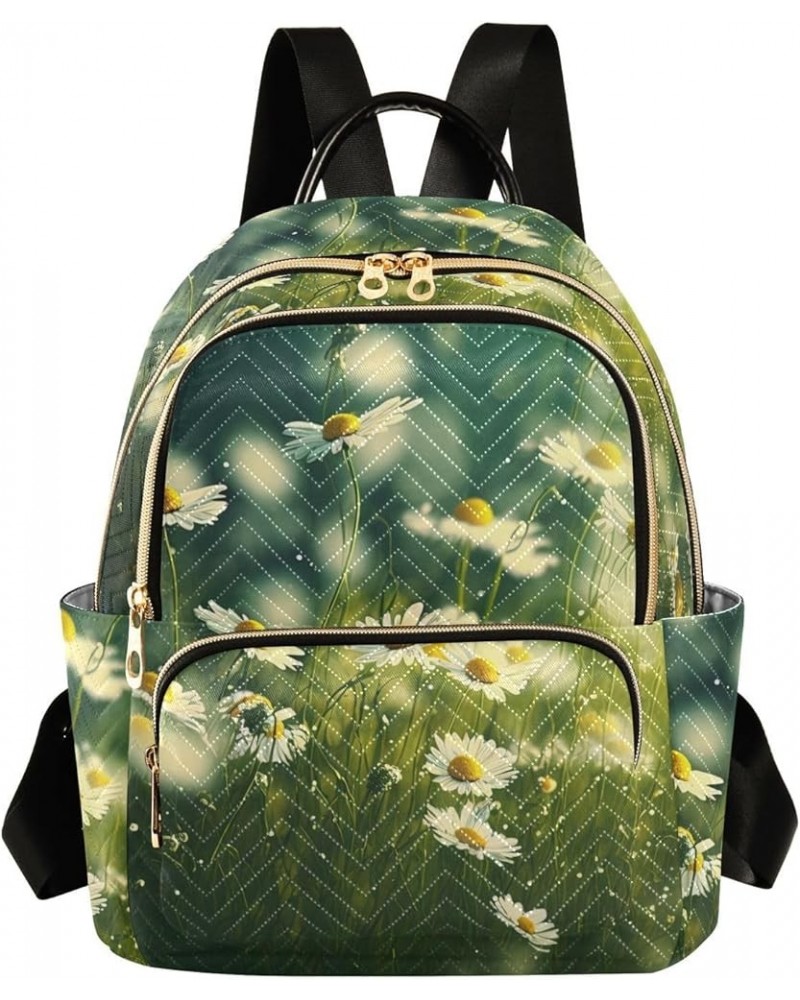 Small Fashion Backpack for Women Chamomile Flowers Print Ladies Travel Daypack Aesthetic Shoulder Bag 10.2×5.1×12.5 IN $14.40...