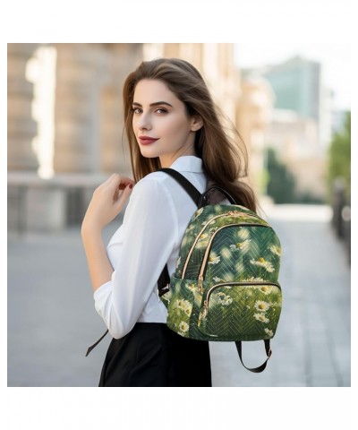 Small Fashion Backpack for Women Chamomile Flowers Print Ladies Travel Daypack Aesthetic Shoulder Bag 10.2×5.1×12.5 IN $14.40...