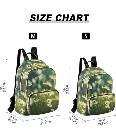 Small Fashion Backpack for Women Chamomile Flowers Print Ladies Travel Daypack Aesthetic Shoulder Bag 10.2×5.1×12.5 IN $14.40...