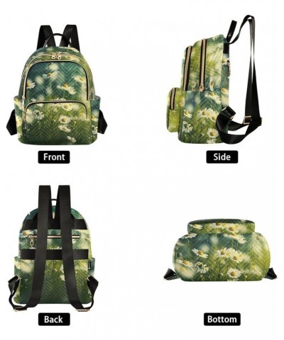 Small Fashion Backpack for Women Chamomile Flowers Print Ladies Travel Daypack Aesthetic Shoulder Bag 10.2×5.1×12.5 IN $14.40...