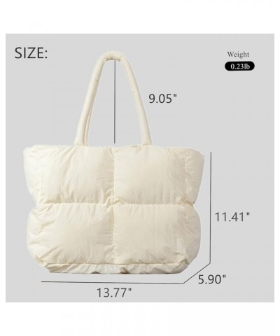 Puffer Tote Bag, Trendy Puffer Bag for Women, Winter Lightweight Padded Bag Aesthetic Quilted Tote Bag Shoulder Bags Beige $1...