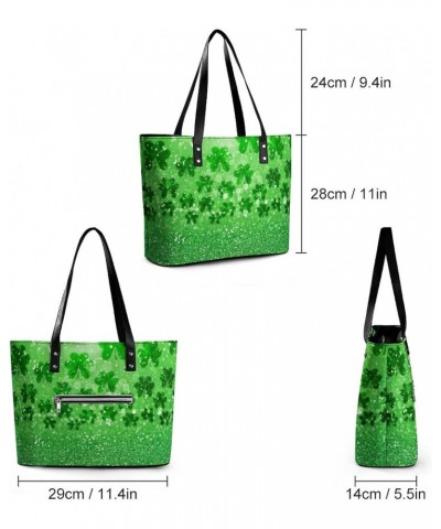 Womens Handbag Irish Shamrock Clovers Leather Tote Bag Top Handle Satchel Bags For Lady $19.94 Totes