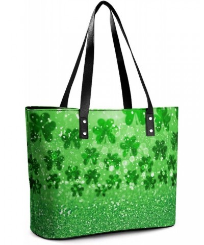 Womens Handbag Irish Shamrock Clovers Leather Tote Bag Top Handle Satchel Bags For Lady $19.94 Totes