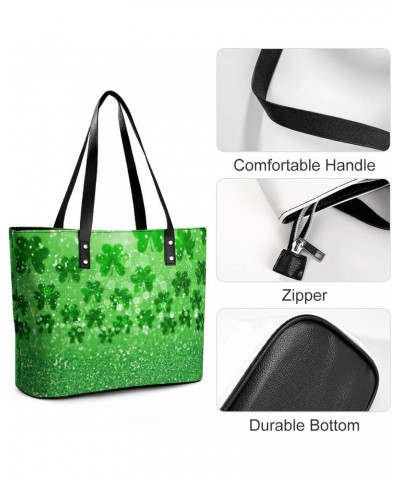 Womens Handbag Irish Shamrock Clovers Leather Tote Bag Top Handle Satchel Bags For Lady $19.94 Totes